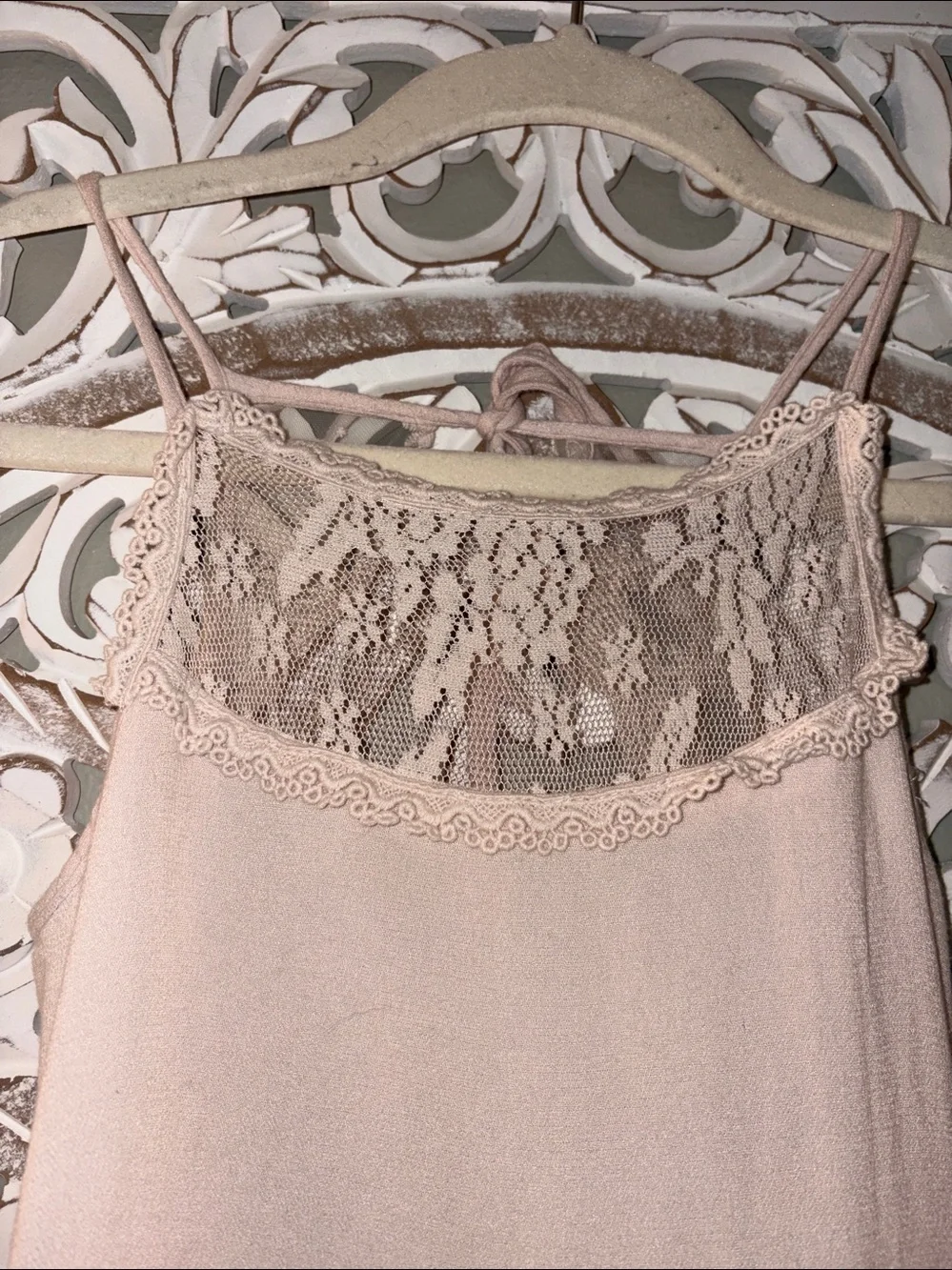 Joyfolie Mia Joy Catrin Boho Lace Tiered Maxi Chiffon Dress Blush sz 12 EUC